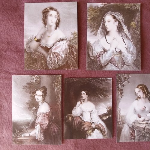 5 images femmes romantiques - illustrations vintage - décorations, carterie, papeterie, home-déco