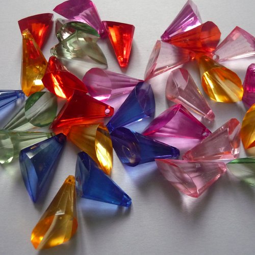 30 perles pampilles trouées en plastique 6 couleurs - bijoux, décoration, home-déco, customisation