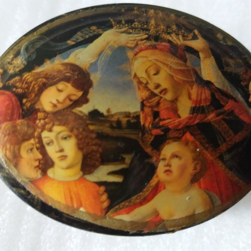 Petite boîte ovale, illustration religieuse - présentation, coffret, cadeau, rangement