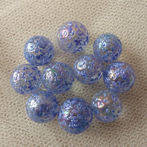 10 billes de verre tachetées bleues, diamètre 1,5 cm - bijoux, décoration, projets créatifs