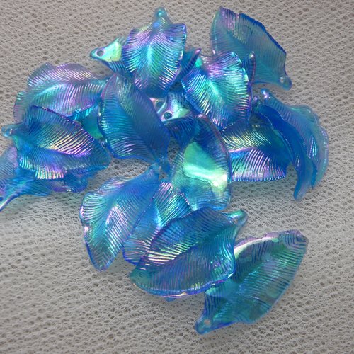 Lot de 20 feuilles en plastique, couleur bleue aspect irise