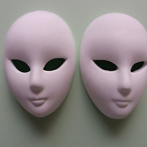 2 visages en plâtre à peindre - 6,5 cm x 4,5 cm - masques à finaliser, travaux manuels enfants, arts plastiques,