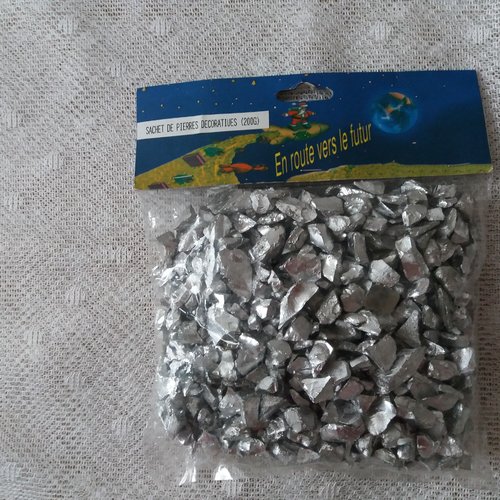 Sachet  200 g de pierres décoratives argentées - occasions festives, décoration maison, art floral,