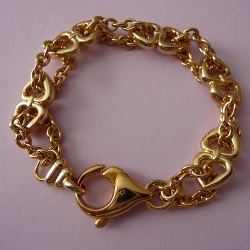 Chaine bracelet doree avec fermoir mousqueton maillons fantaisie