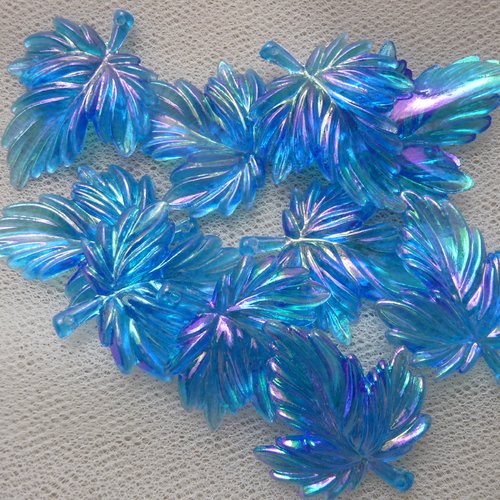 Lot de 10 feuilles en plastique, couleur bleue aspect irise