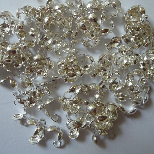 Lot de 50 cache-noeuds en métal argenté - 4 mm de diamètre - apprêts, fournitures créations bijoux