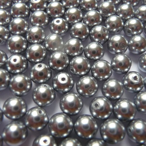 Destockage  - 300 perles nacrées rondes, 5 mm diamètre - couleur gris bleuté