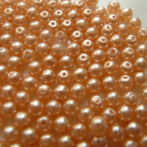 200 jolies perles nacrées rondes 3 mm - couleur miel rose
