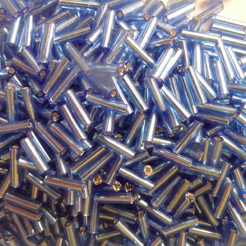 50 g de perles de rocailles tubes couleur bleu lavande