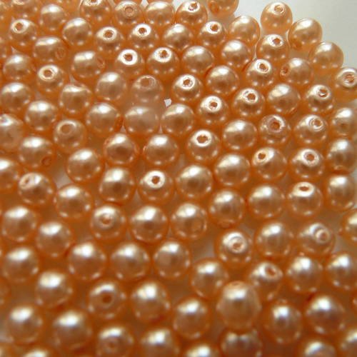 200 perles nacrees rondes 3 mm - couleur miel rose 