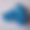 Perles bleues - 5 perles en verre "oeil de chat" couleur bleue, forme donut 