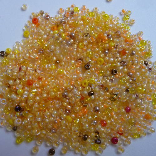 35 g perles de rocaille rondes, 2 mm, couleur jaune 