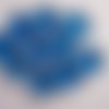 10 cabochons en verre, fond plat, couleur bleue 