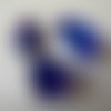 Perles bleues - 3 grosses perles artisanales en verre, couleur bleue
