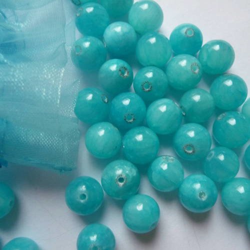 20 magnifiques perles en pierre naturelle, couleur bleu-turquoise
