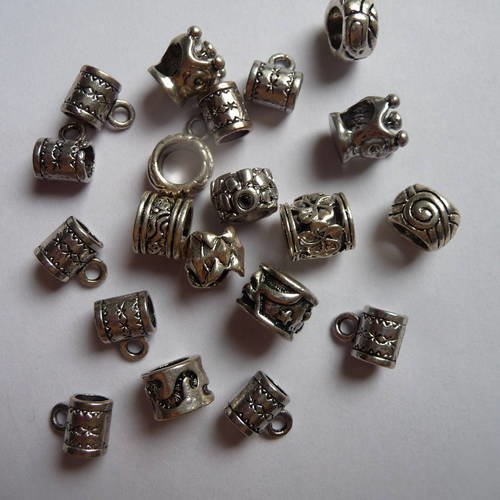 20 perles fantaisie style pandora en metal argente