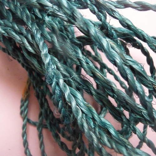 7 m de cordelette ficelle en fibres naturelles couleur bleu-vert