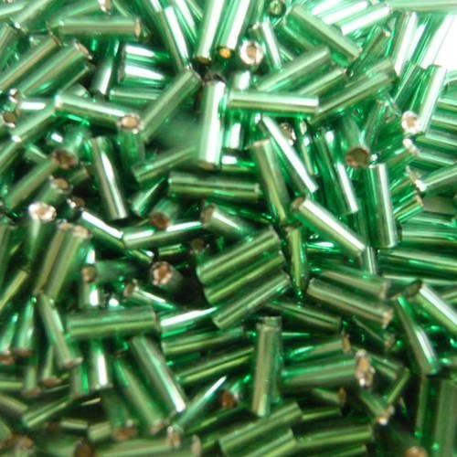 50 g perles rocailles tubes couleur verte 