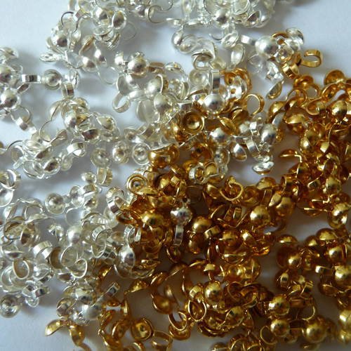200 cache noeuds en metal argente et dore - diametre 4 mm
