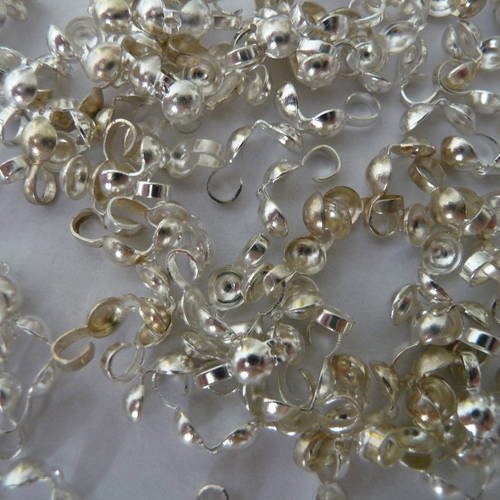 Lot de 50 cache noeuds en metal argente - 4 mm de diametre