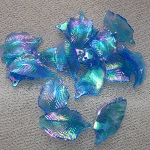 Lot de 20 feuilles en plastique, couleur bleue aspect irise 