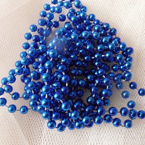 2,50 m guirlande decoration ruban de perles couleur bleue (brillante)