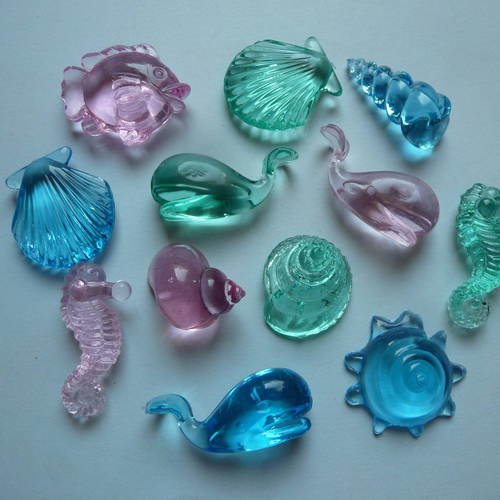 12 animaux marins en plastique translucide (n° 3) 