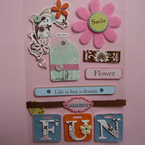 Planche stickers pour scrapbooking et decorations variees