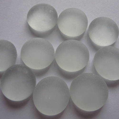 10 cabochons en verre transparent givre, fond plat 