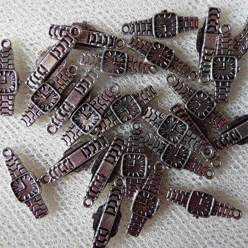 10 breloques montres en metal argente vieilli - 2,3 cm x 8 mm8 mm