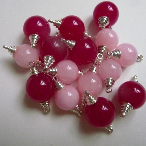 Lot de 15 perles naturelles avec clous metal argente
