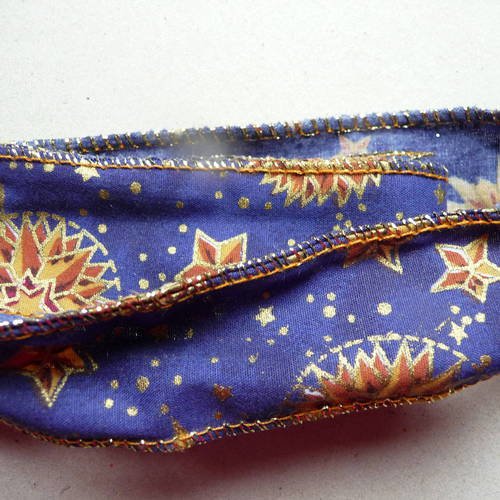 Ruban pour fetes, decorations, noeuds - 1,80 m x 3,5 cm -  motifs soleils et etoiles