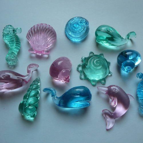 12 animaux marins en plastique translucide (n° 2)