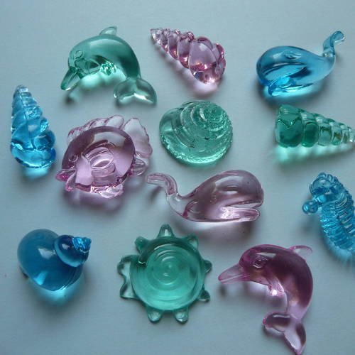 12 animaux marins en plastique translucide (n° 4)