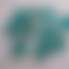 10 cabochons en verre, fond plat, couleur bleu-turquoise givre 