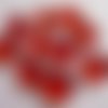 10 cabochons en verre, fond plat, couleur rouge 