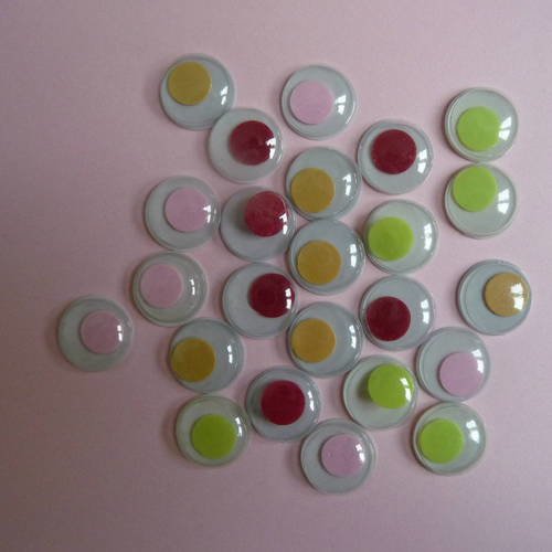 Melange d'yeux mobiles, a coller, couleurs variees 