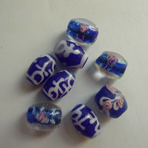 Perles bleues - melange de perles en verre et ceramique, couleur bleue 