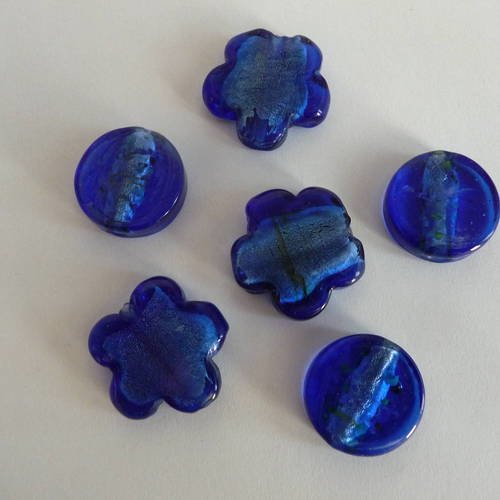 Perles bleues - ensemble de perles en verre couleur bleue 