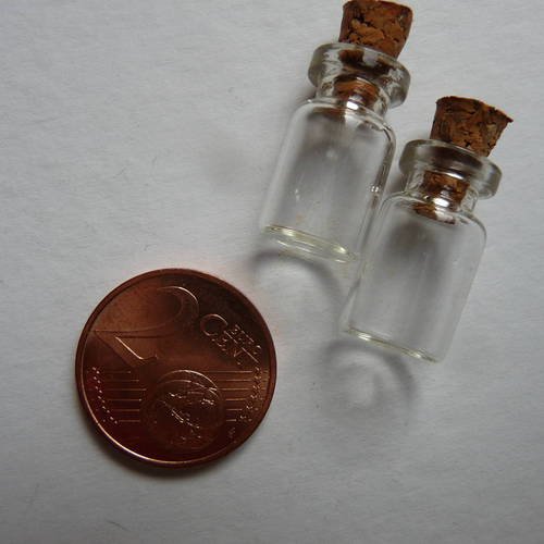 5 petites fioles en verre avec bouchon liege