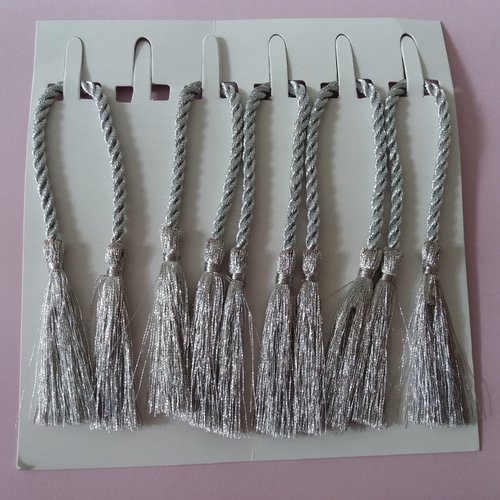 4 cordons argentes avec pompons - noel, fetes,
