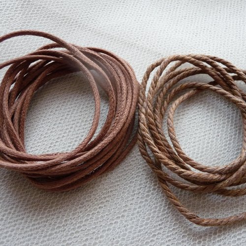 Cordons lacets cuir et corde couleur marron _