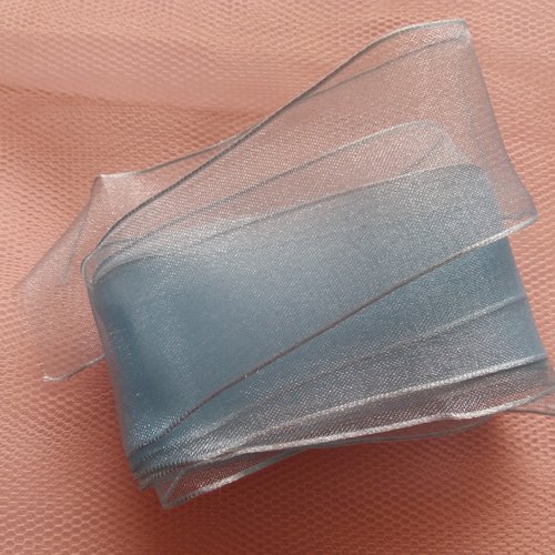 Ruban organza bleu-ciel - 2 m x 4 cm - embellissement, noeuds, customisation, créations textiles, loisirs créatifs