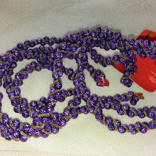 Guirlande fantaisie perles violettes, double rang - 2 m de longueur - noël, fêtes, décorations, embellissements, ...