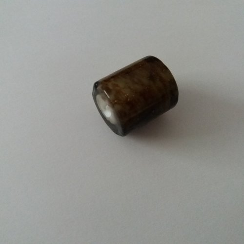 Grosse perle cylindrique en verre marron mordoré - créations bijoux