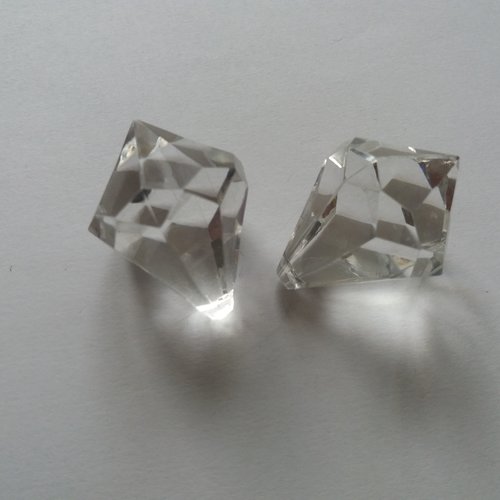 2 grosses perles pampilles en plastique, trouées, en plastique transparent - bijoux, décoration, home-déco, créations diverses