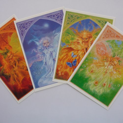 4 cartes univers elfique, illustrations zéphir d'elph