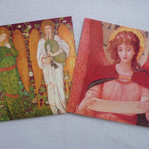 2 cartes doubles carrées, thème "anges", sans texte - noël, fêtes, anniversaires,