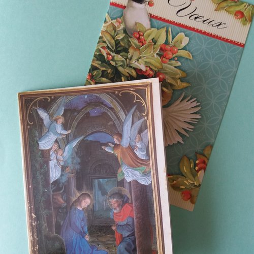 2 cartes de voeux doubles, "meilleurs voeux", carterie, papeterie, noël, fêtes fin d'année