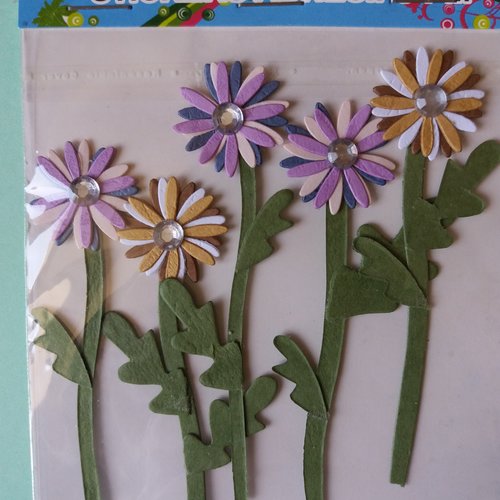 Stickers fleurs en papier adhésif pour décorations scrap, cartes, papeterie, embellissement